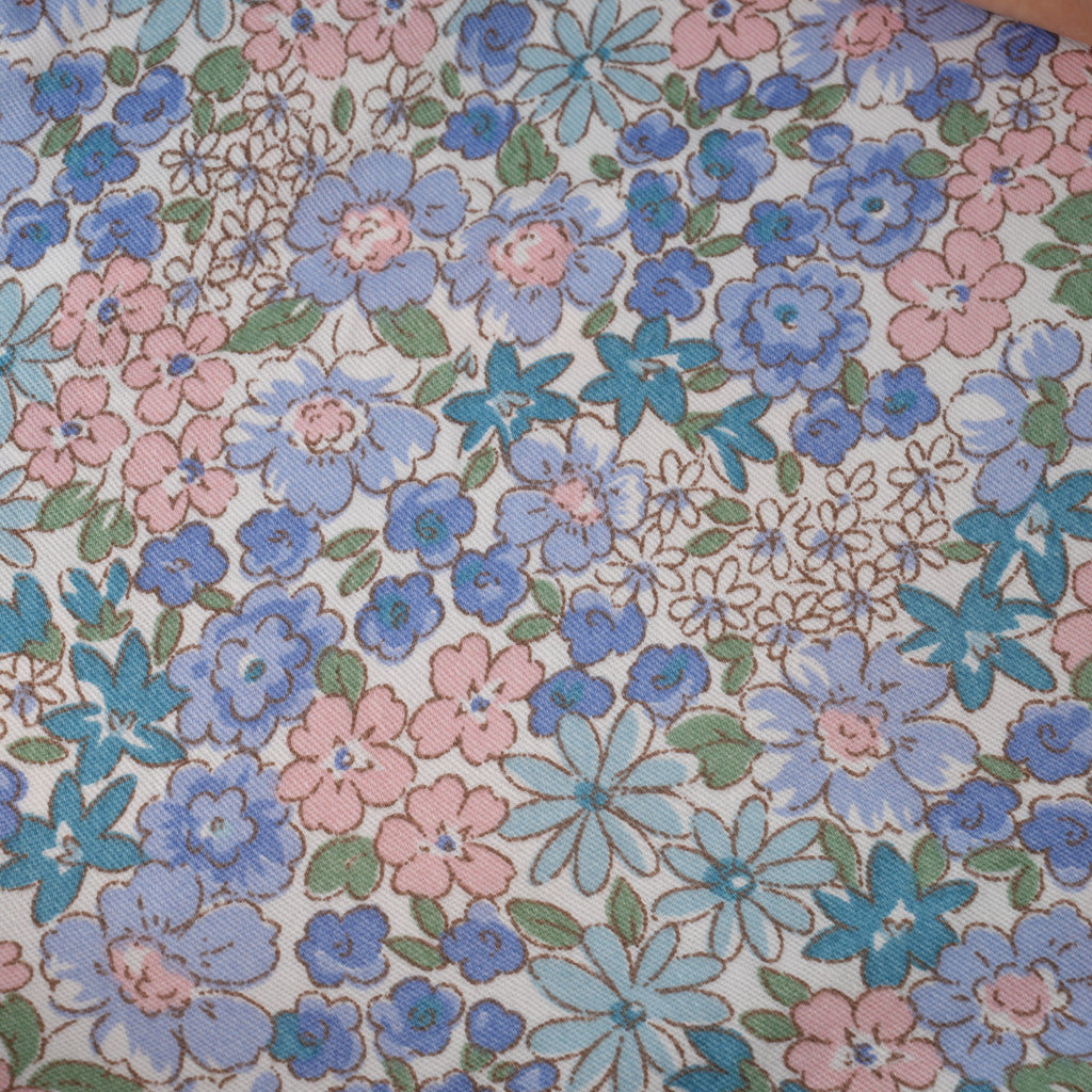 Blue & Pink Flowers Ponytail Scrub Cap