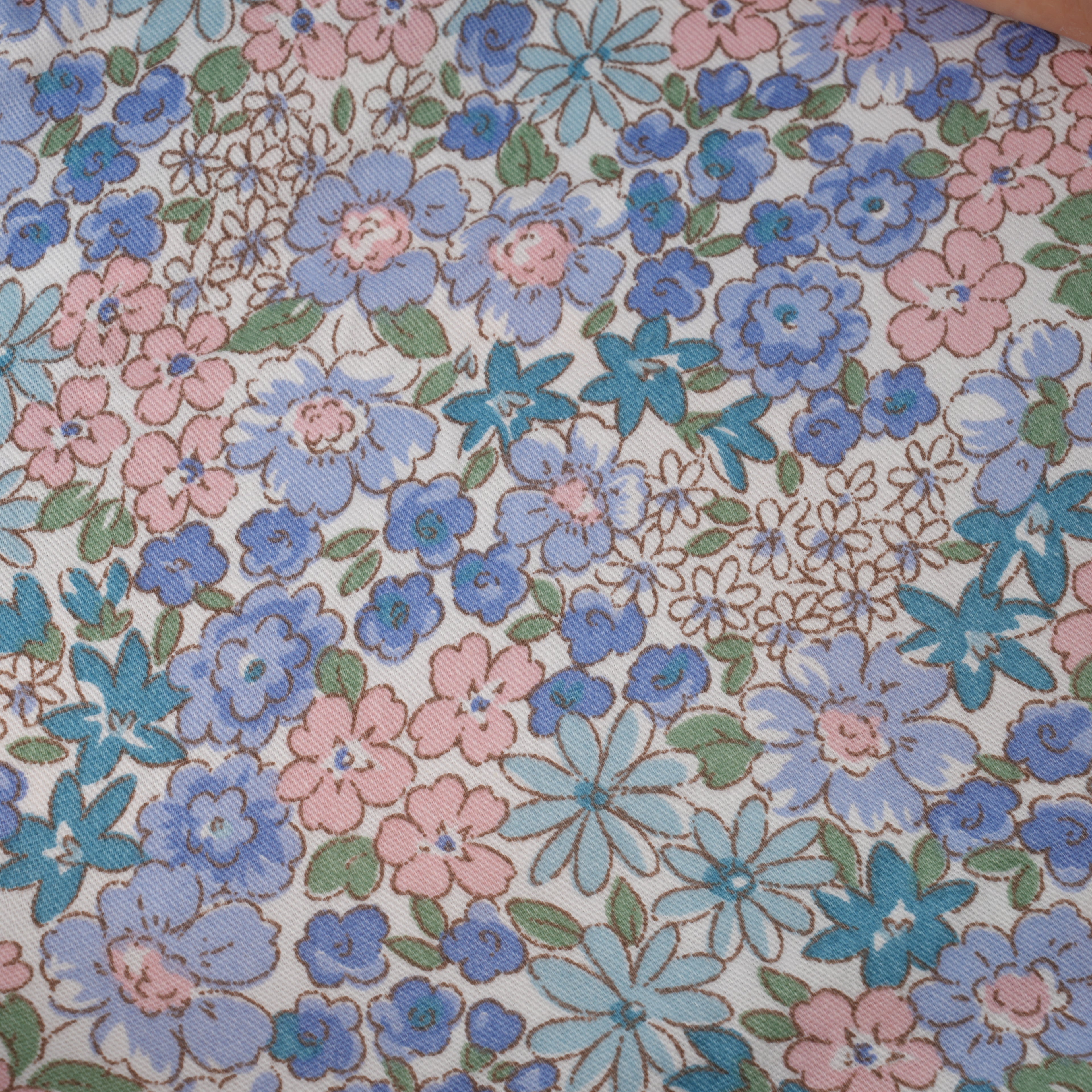 Blue & Pink Flowers Ponytail Scrub Cap