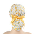 Yellow & White Floral Ponytail Scrub Cap