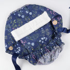 Navy Floral Ponytail Scrub Cap