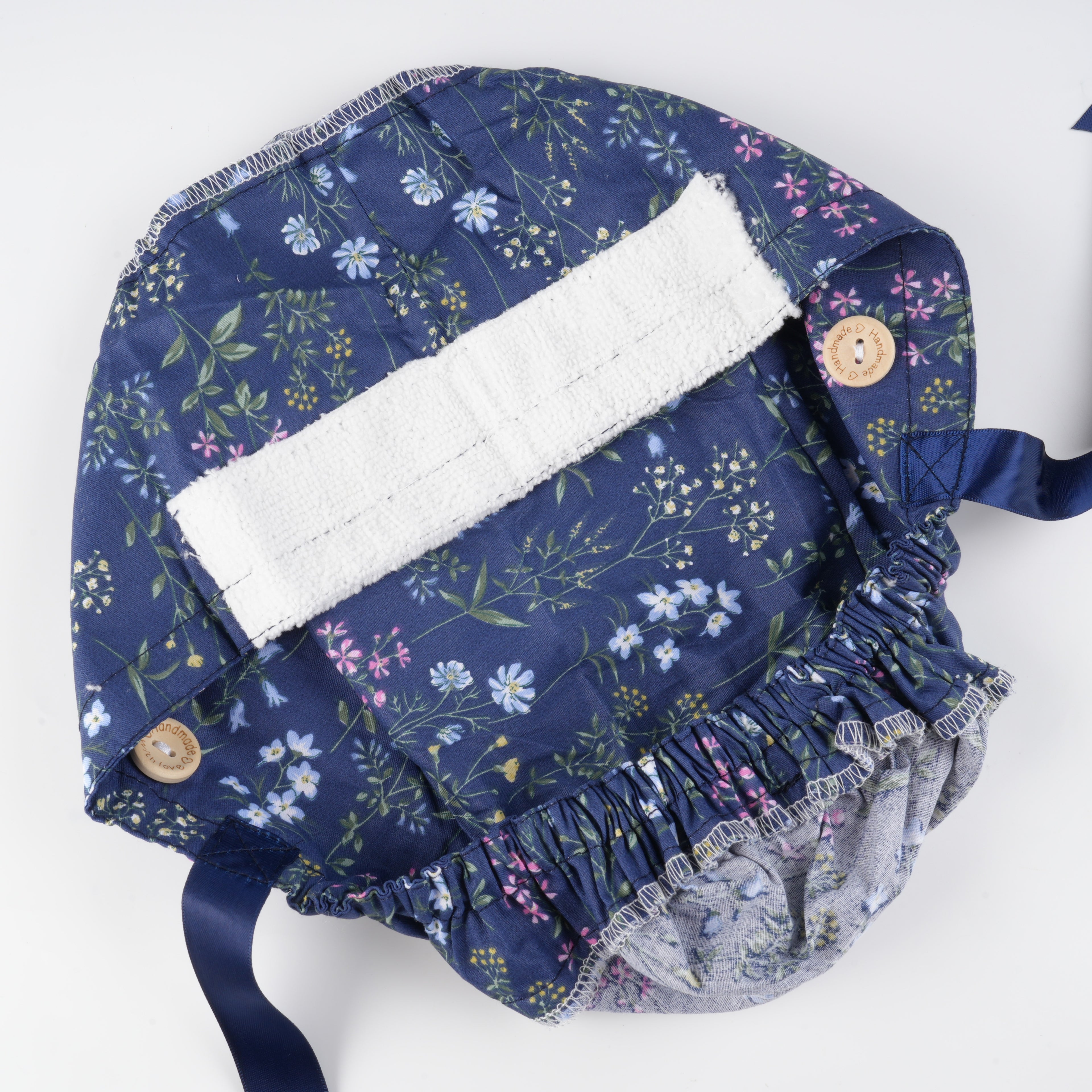 Navy Floral Ponytail Scrub Cap