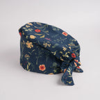 Navy Wildflower Tie Back Scrub Cap