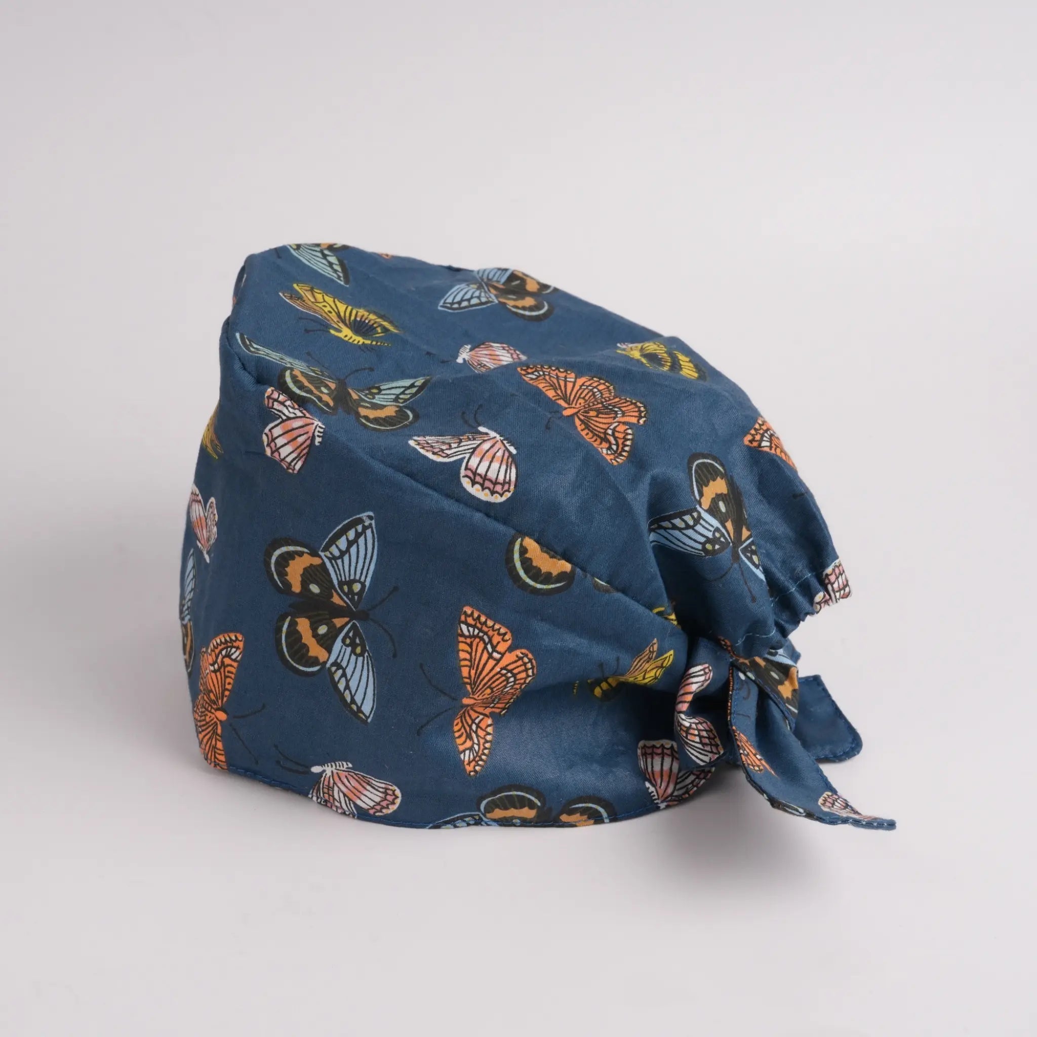 Navy Butterfly Tie Back Scrub Cap