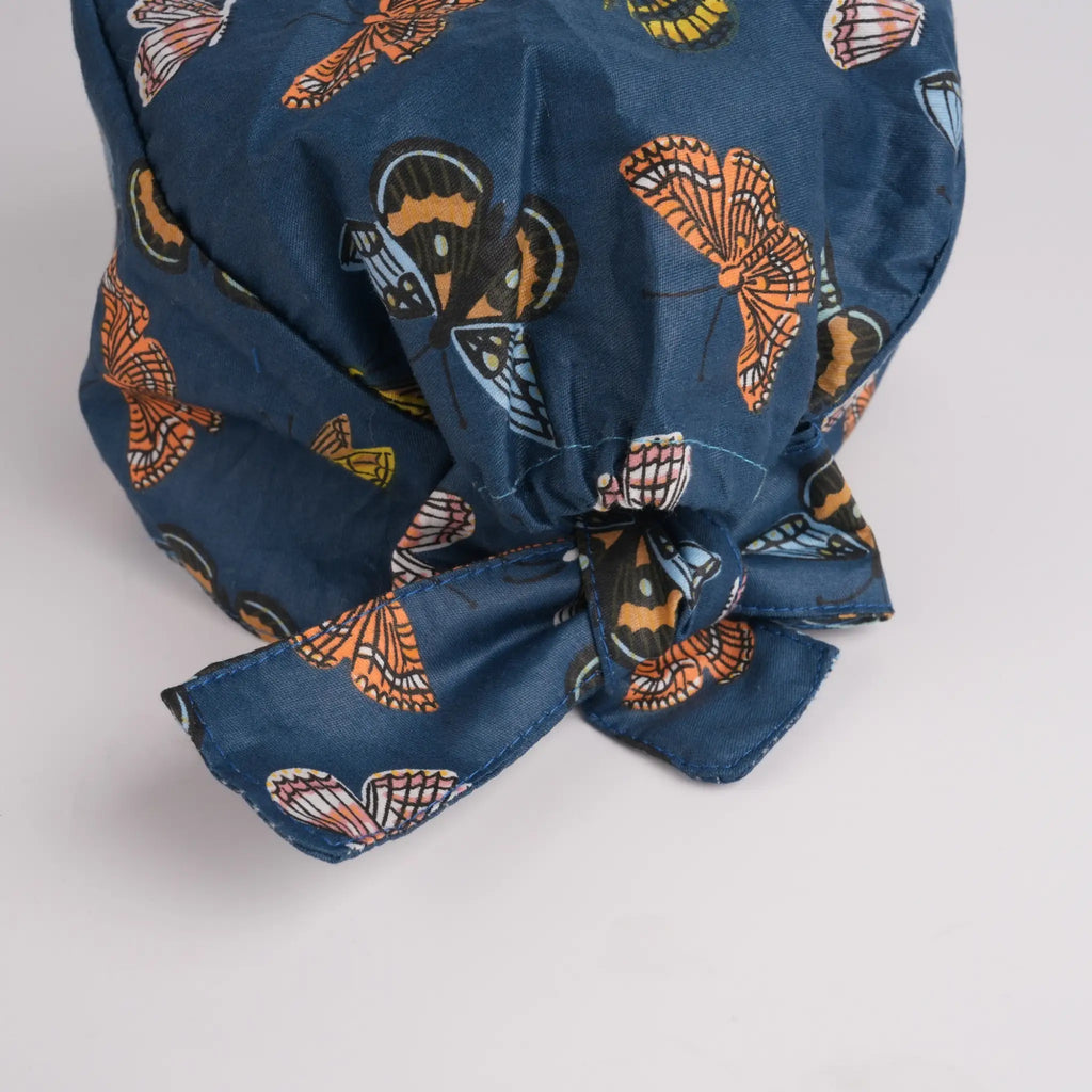 Navy Butterfly Tie Back Scrub Cap