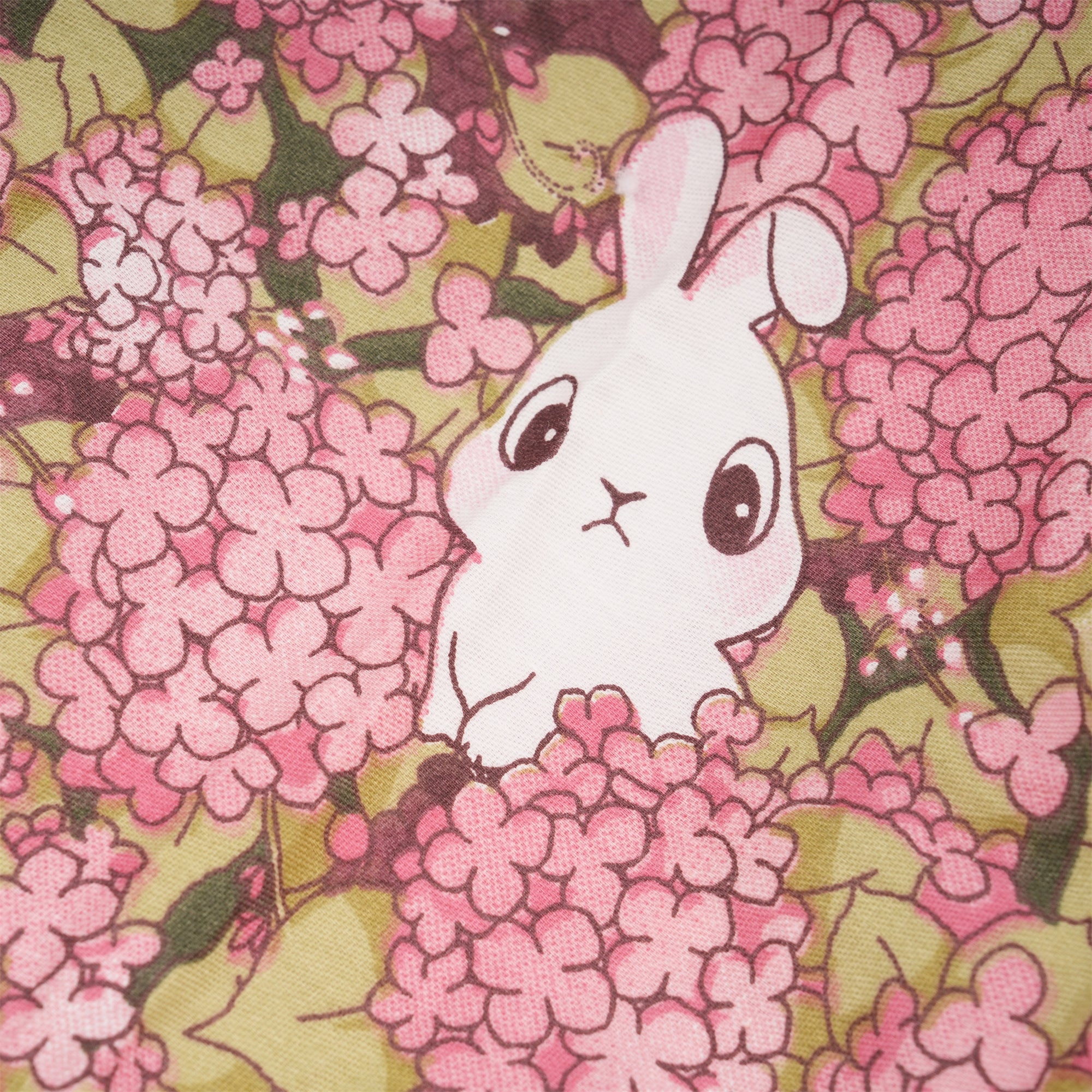 Pink Hydrangea & Bunny Ponytail Scrub Cap
