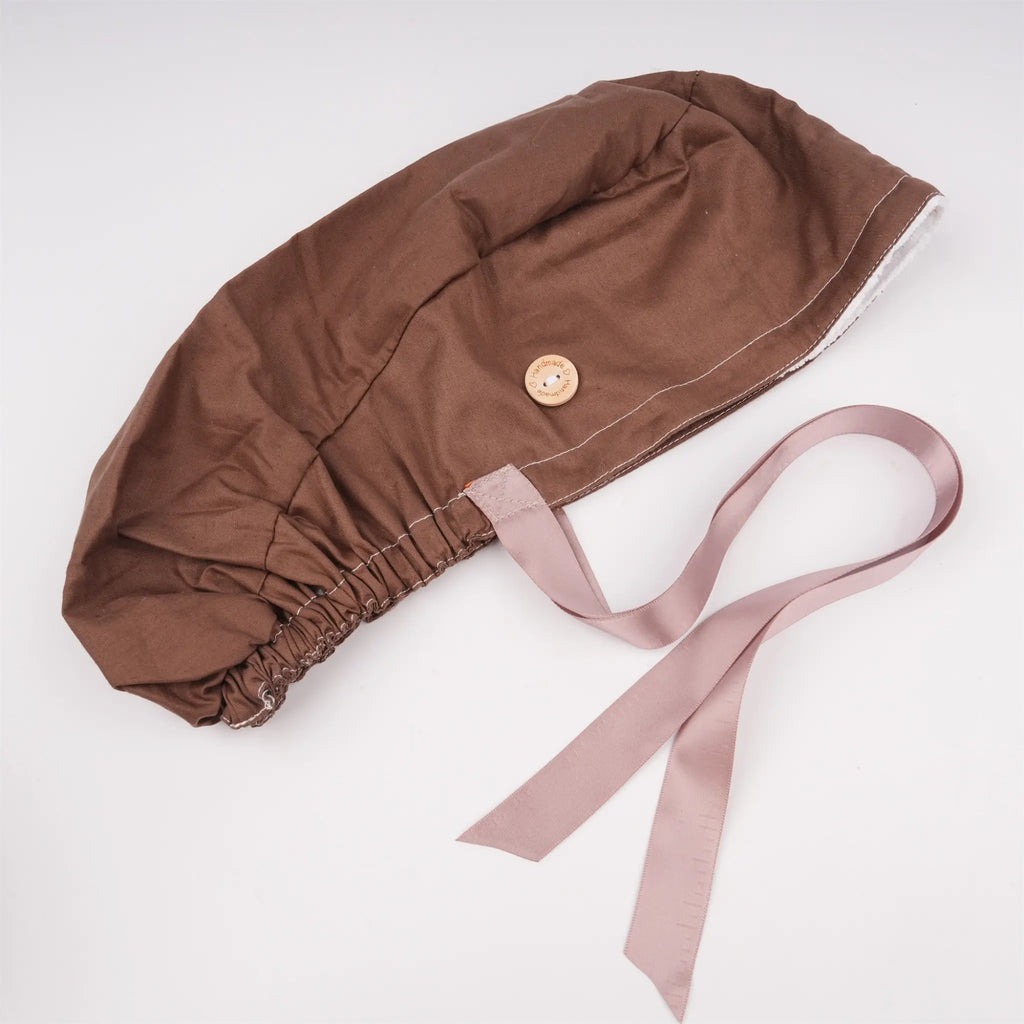 Solid Brown Ponytail Scrub Cap