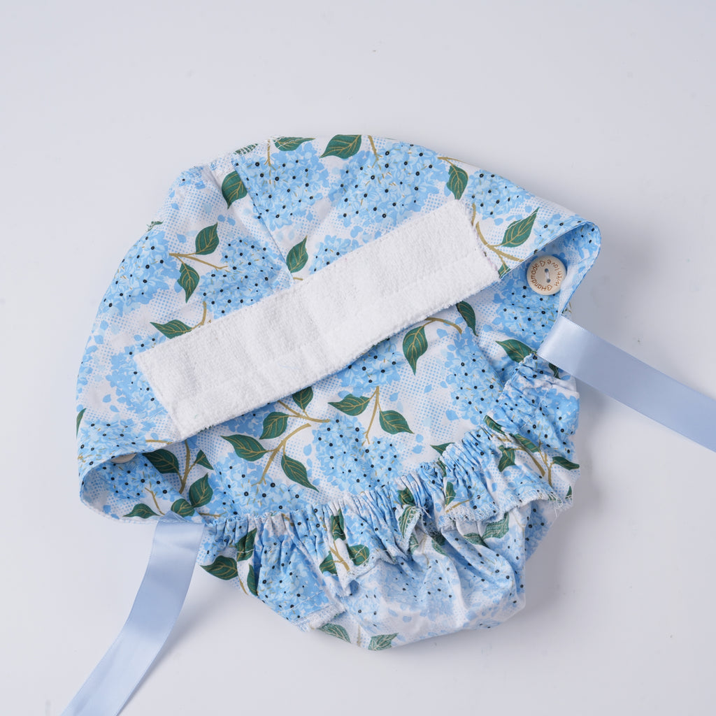 Blue Hydrangea Ponytail Scrub Cap