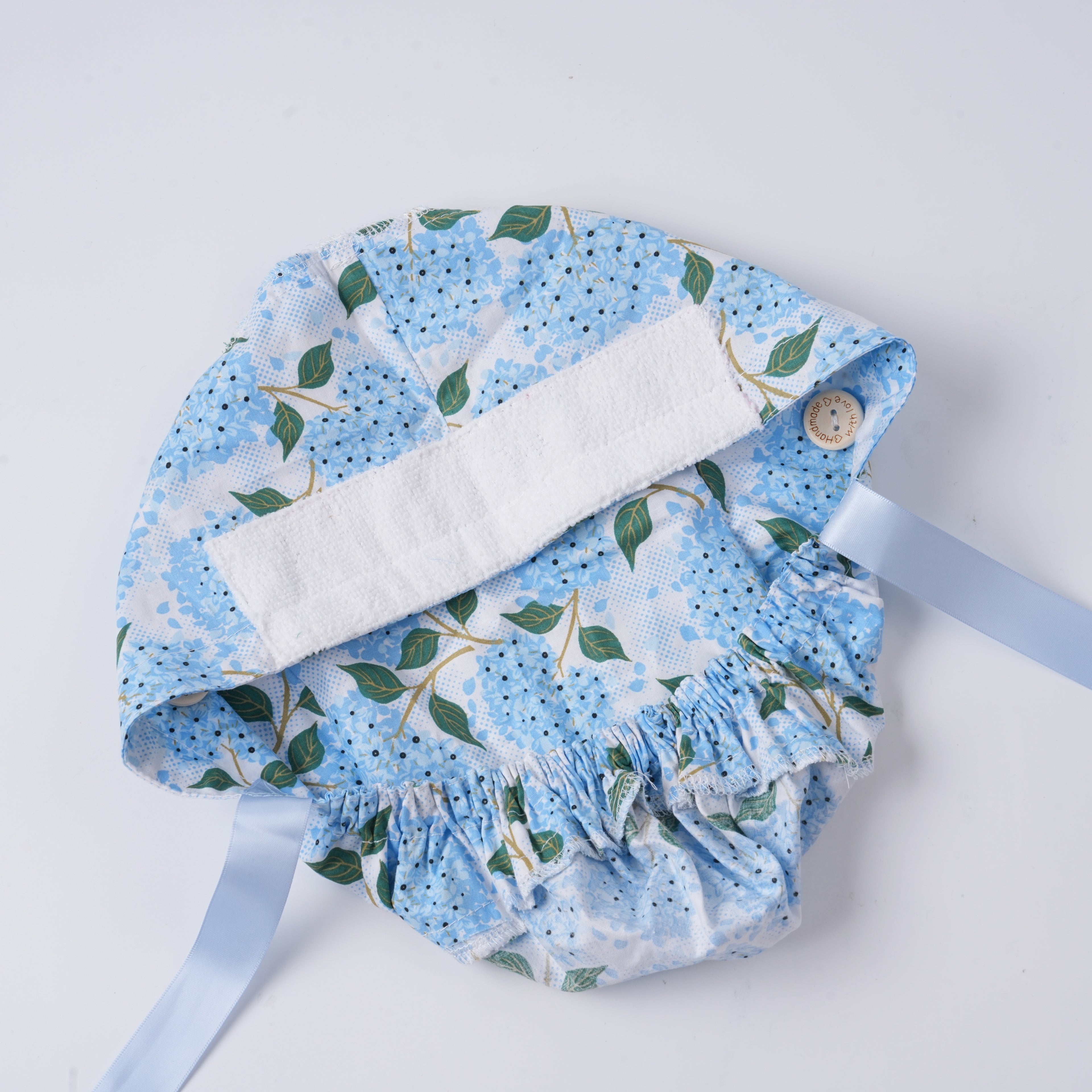 Blue Hydrangea Ponytail Scrub Cap