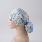 Watercolor Blue Floral Ponytail Scrub Cap