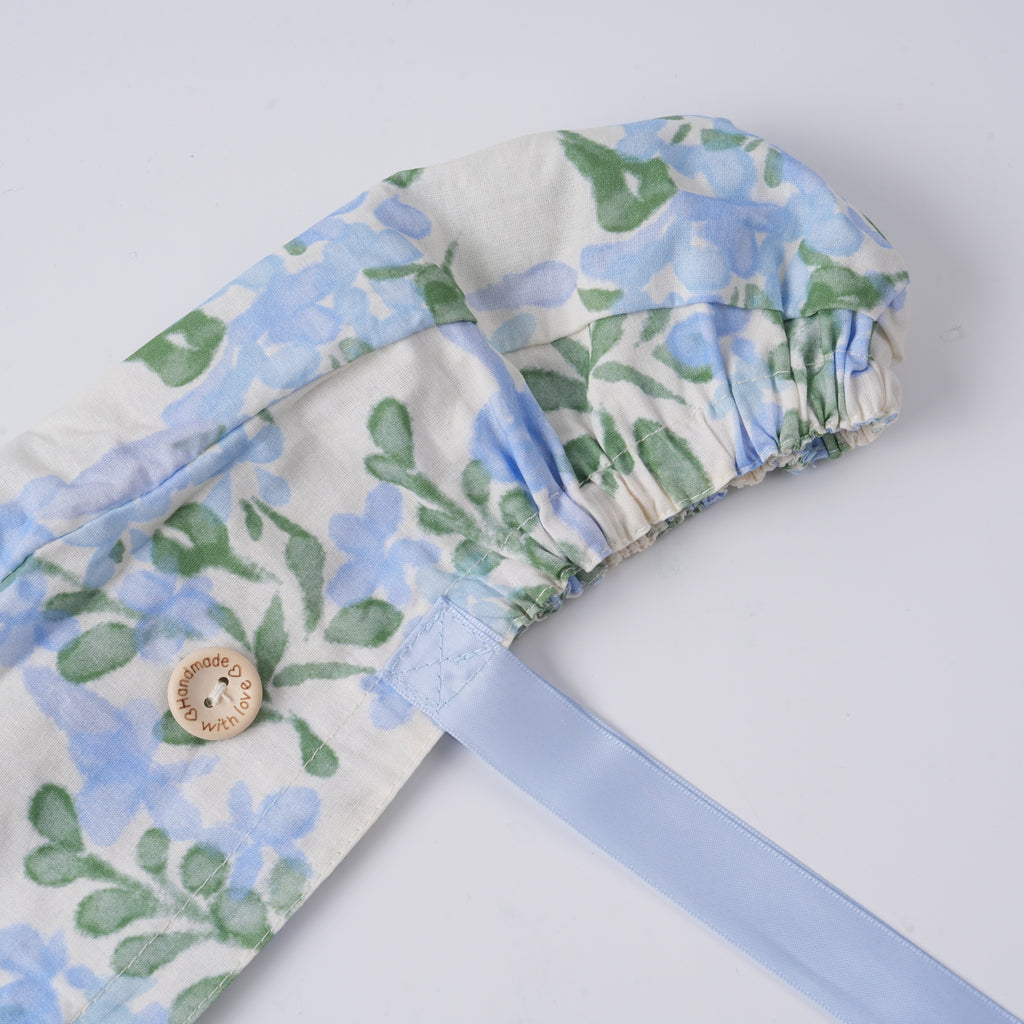 Watercolor Blue Floral Ponytail Scrub Cap