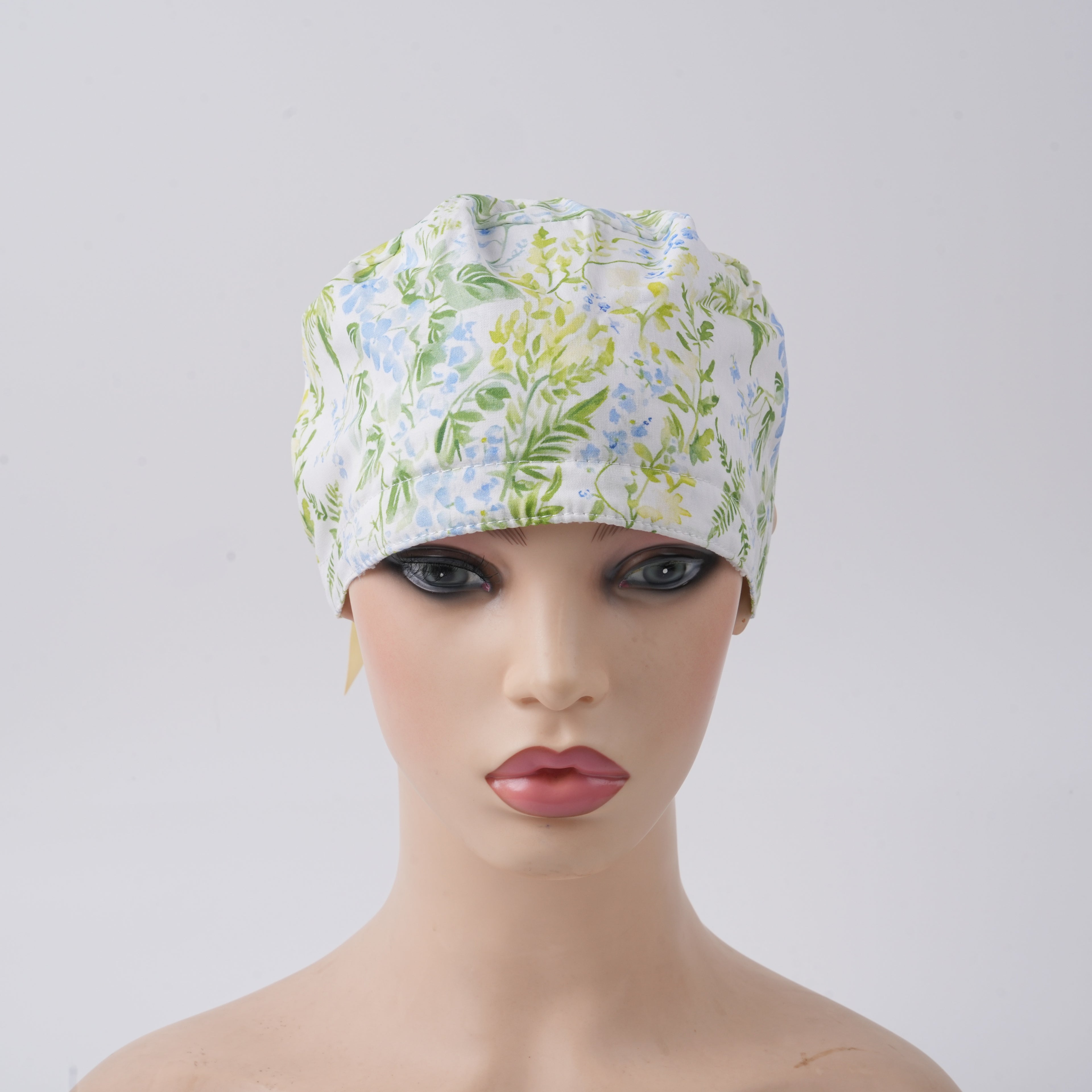Watercolor Botanical Ponytail Scrub Cap