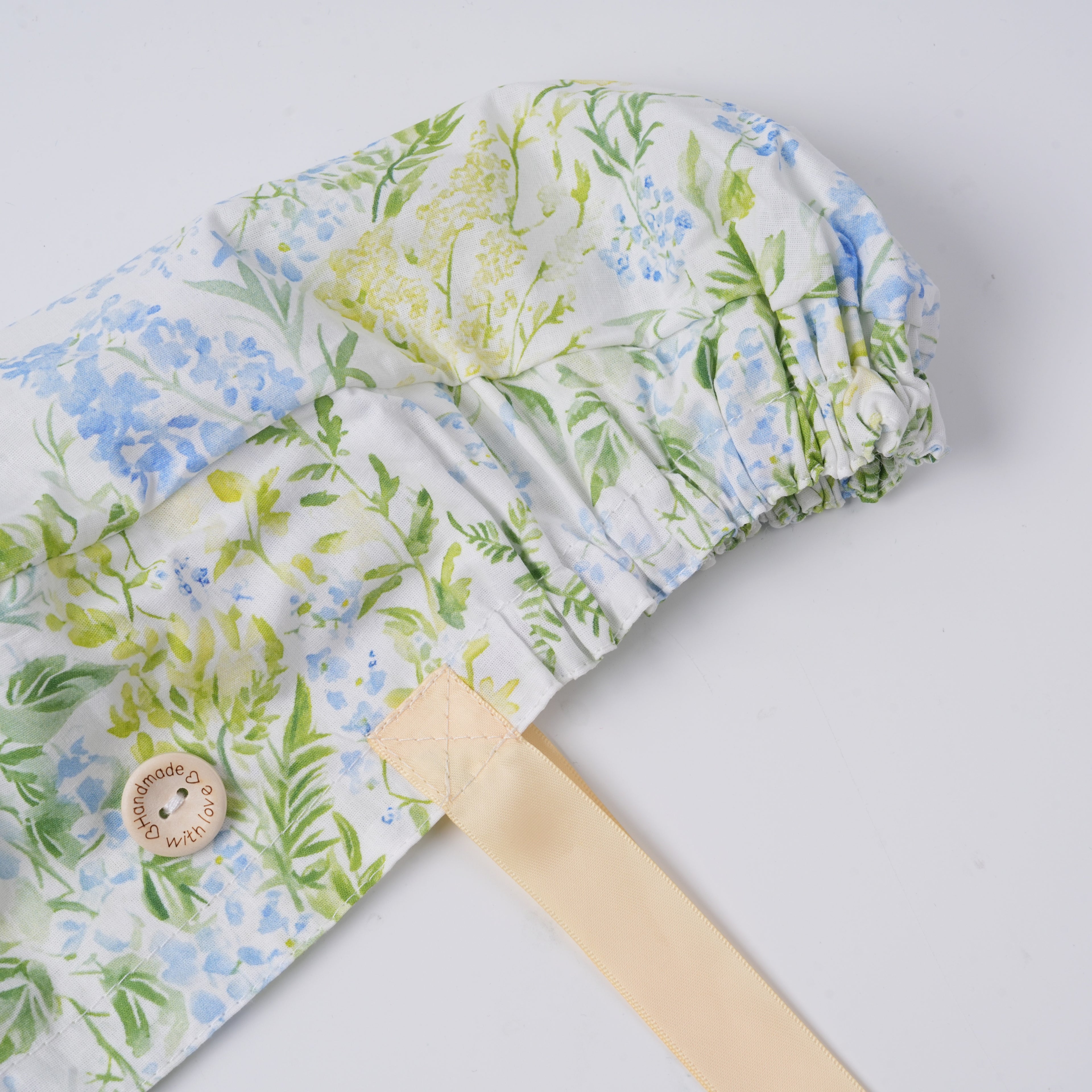 Watercolor Botanical Ponytail Scrub Cap