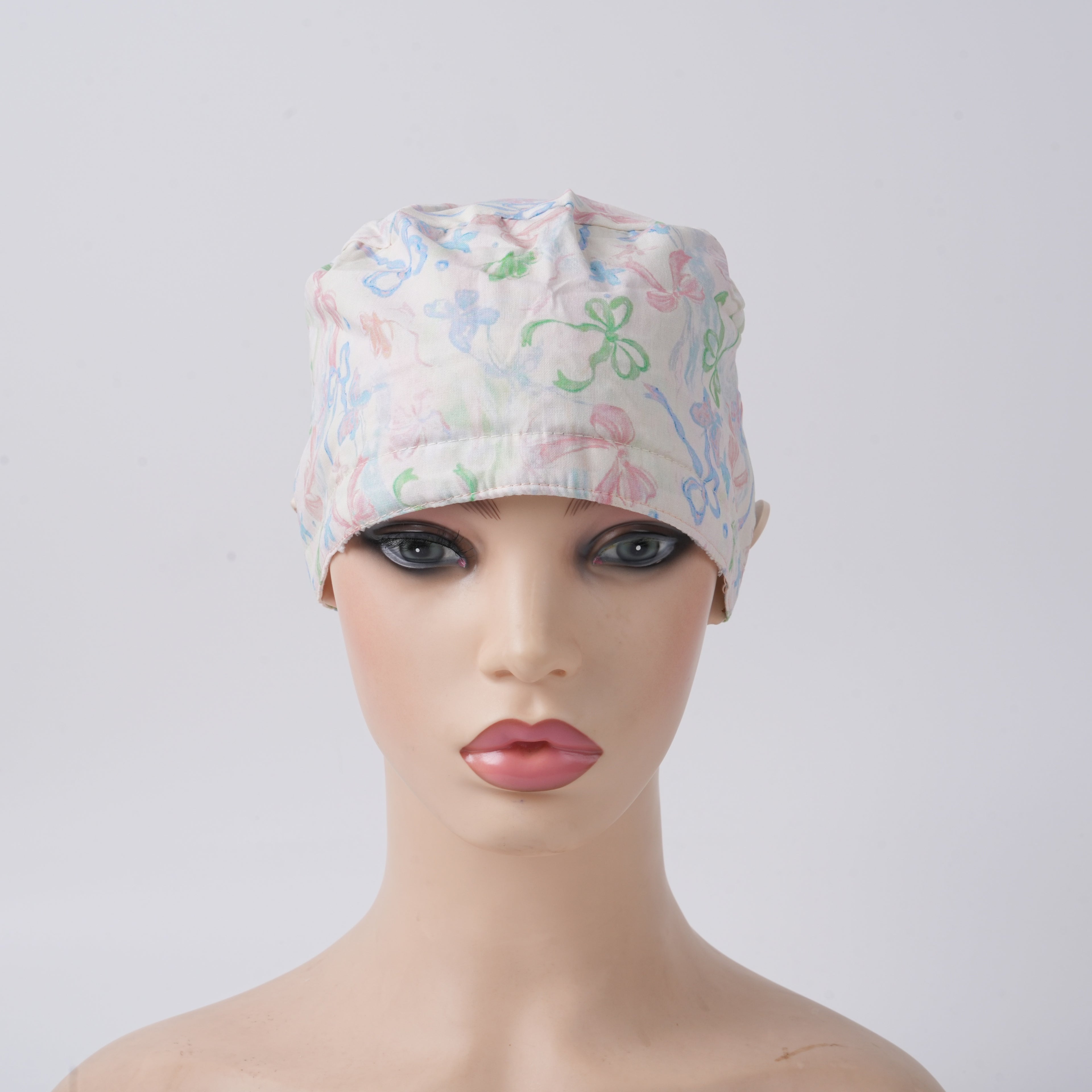 Pastel Bows Ponytail Scrub Cap