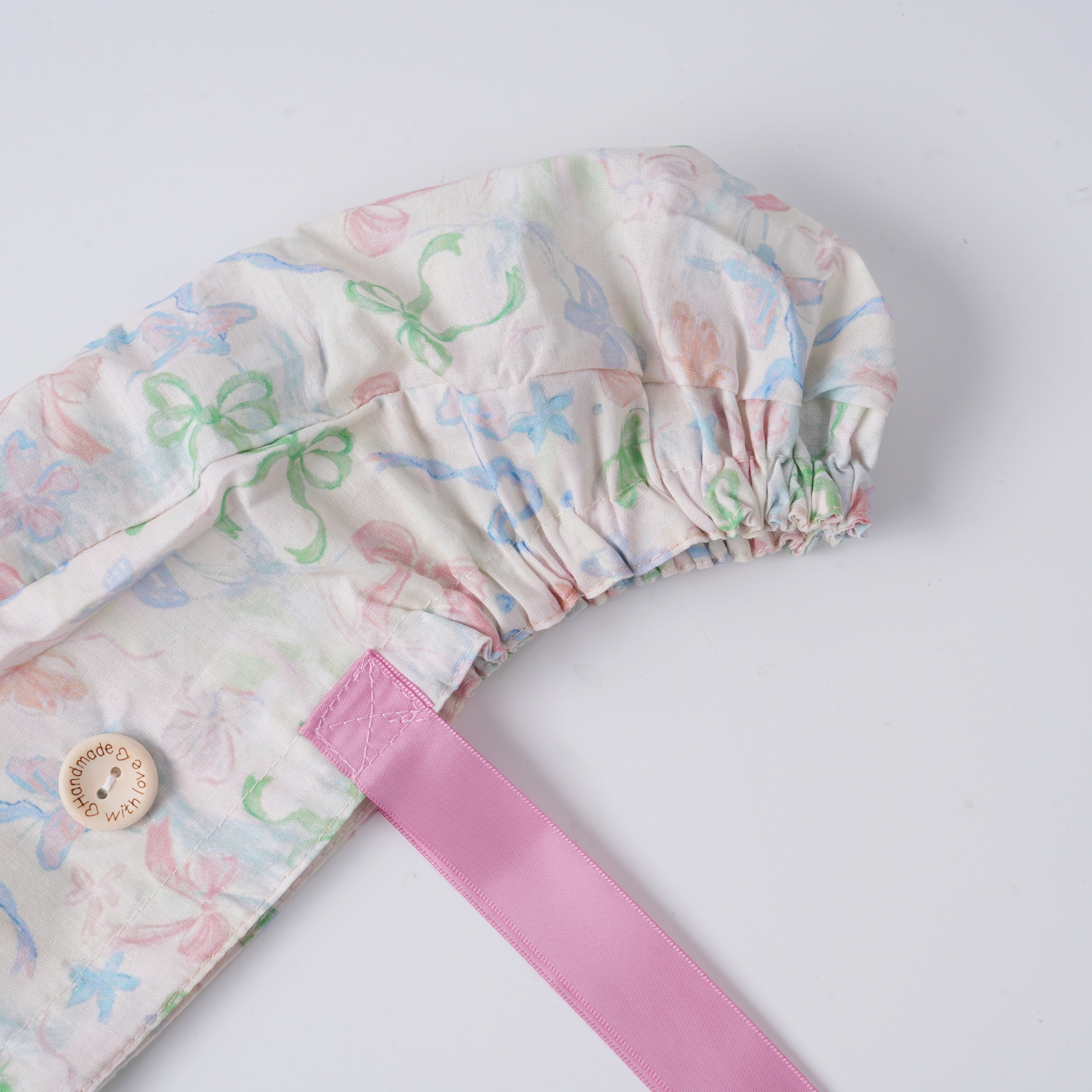 Pastel Bows Ponytail Scrub Cap