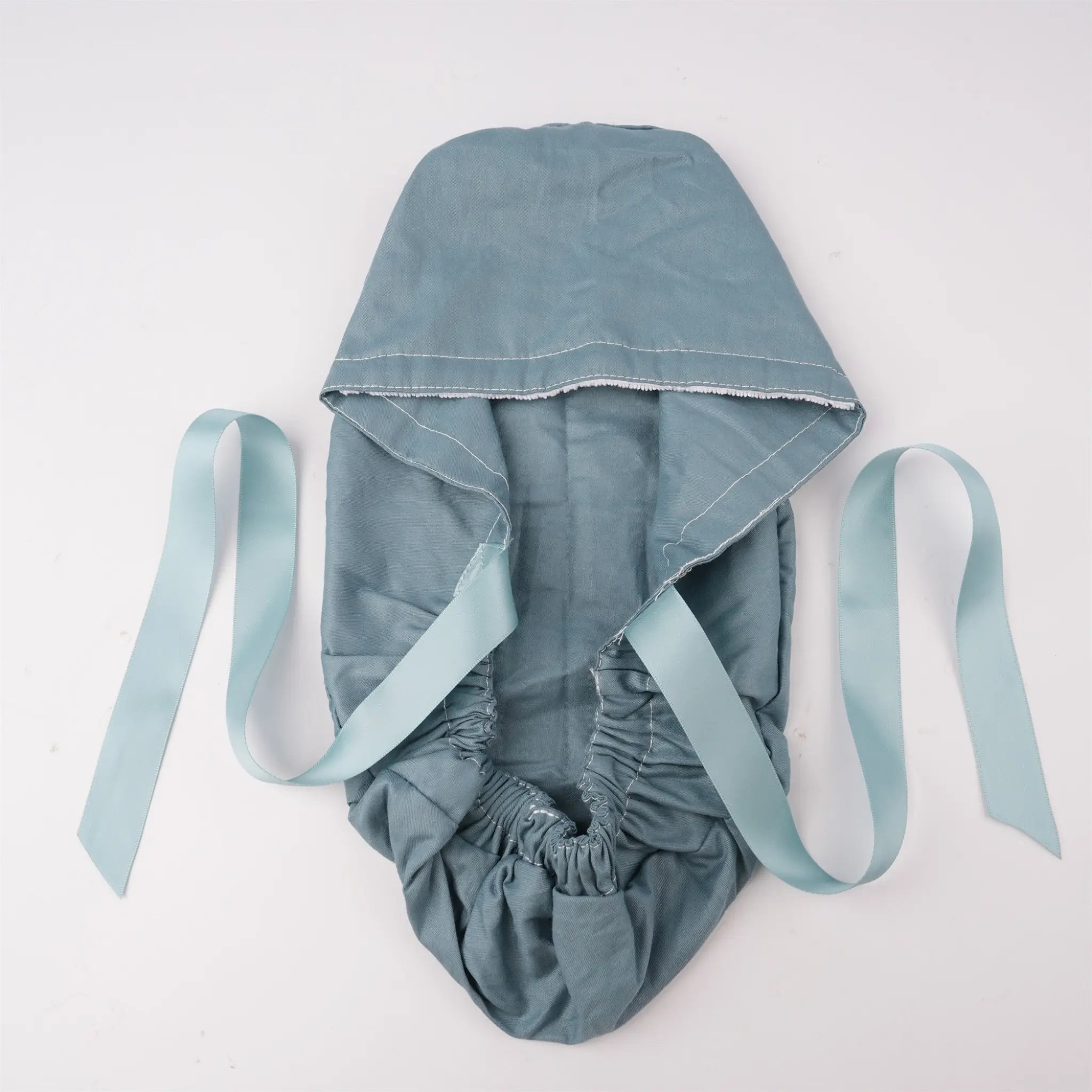Solid Gray Blue Ponytail Scrub Cap