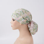 Pastel Flowers Ponytail Scrub Cap
