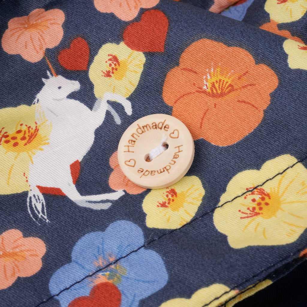 Flowers & Unicorn Ponytail Scrub Cap