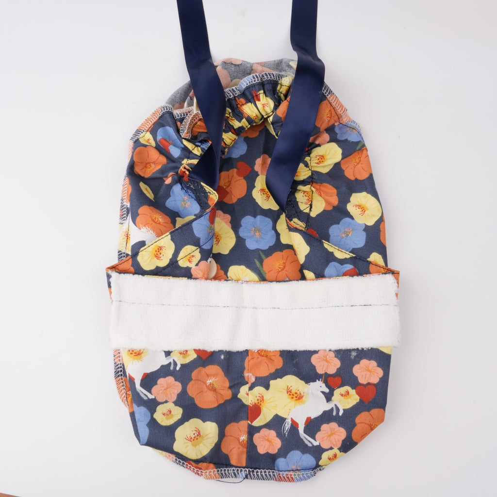 Flowers & Unicorn Ponytail Scrub Cap