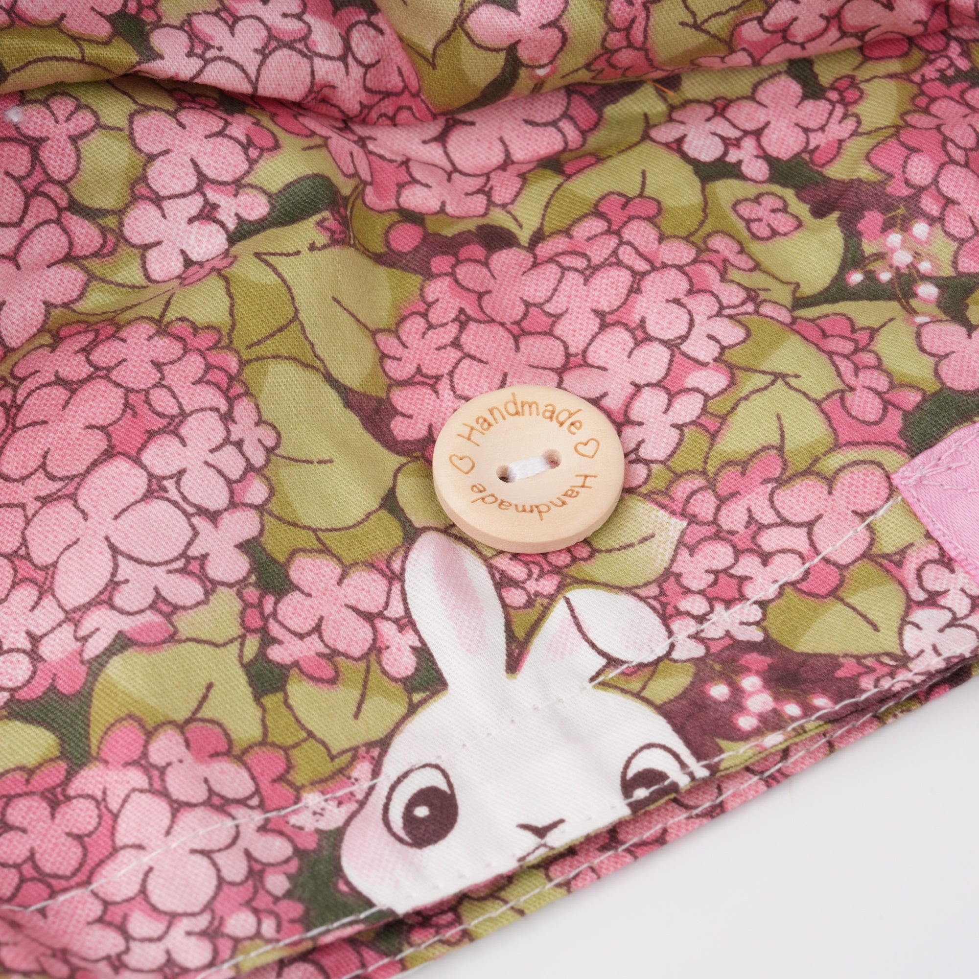 Pink Hydrangea & Bunny Ponytail Scrub Cap