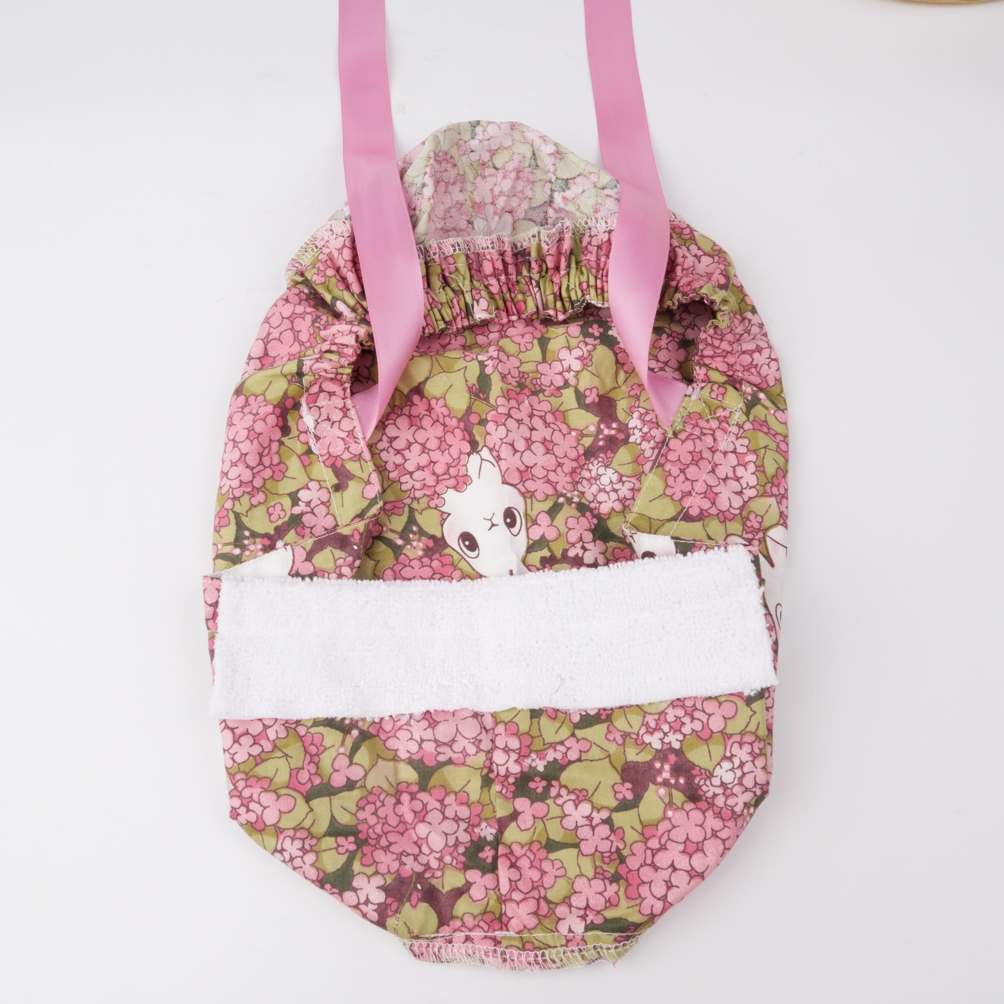 Pink Hydrangea & Bunny Ponytail Scrub Cap