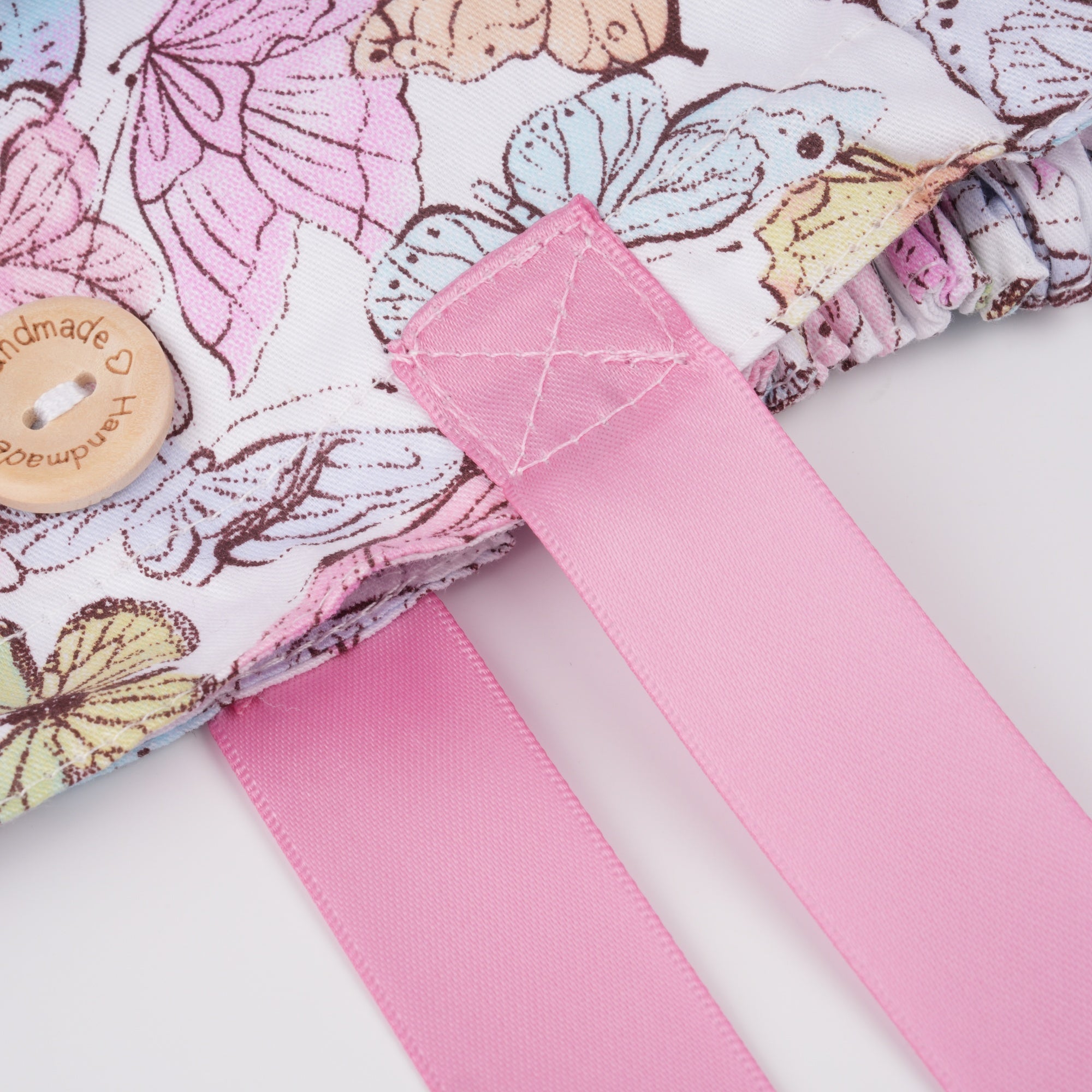 Pink Butterfly Ponytail Scrub Cap