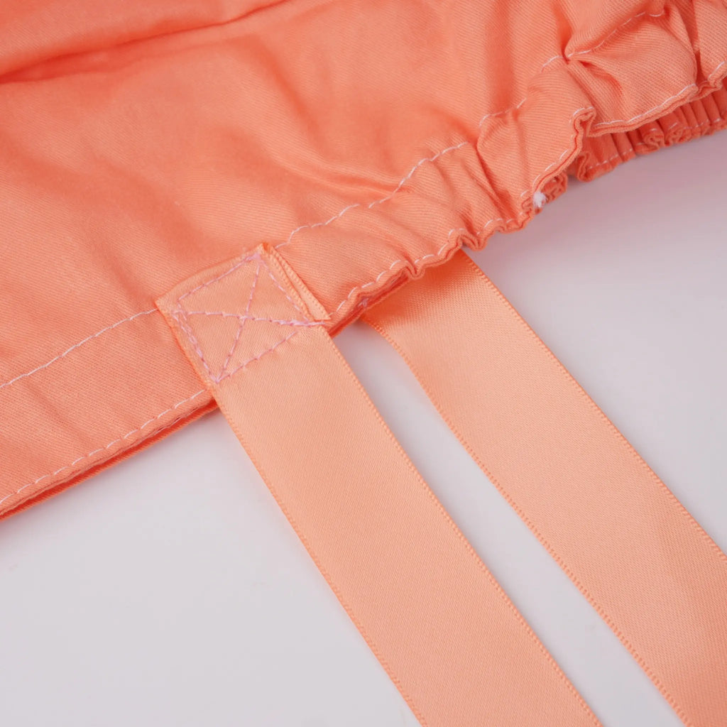 Coral Orange Ponytail Scrub Cap