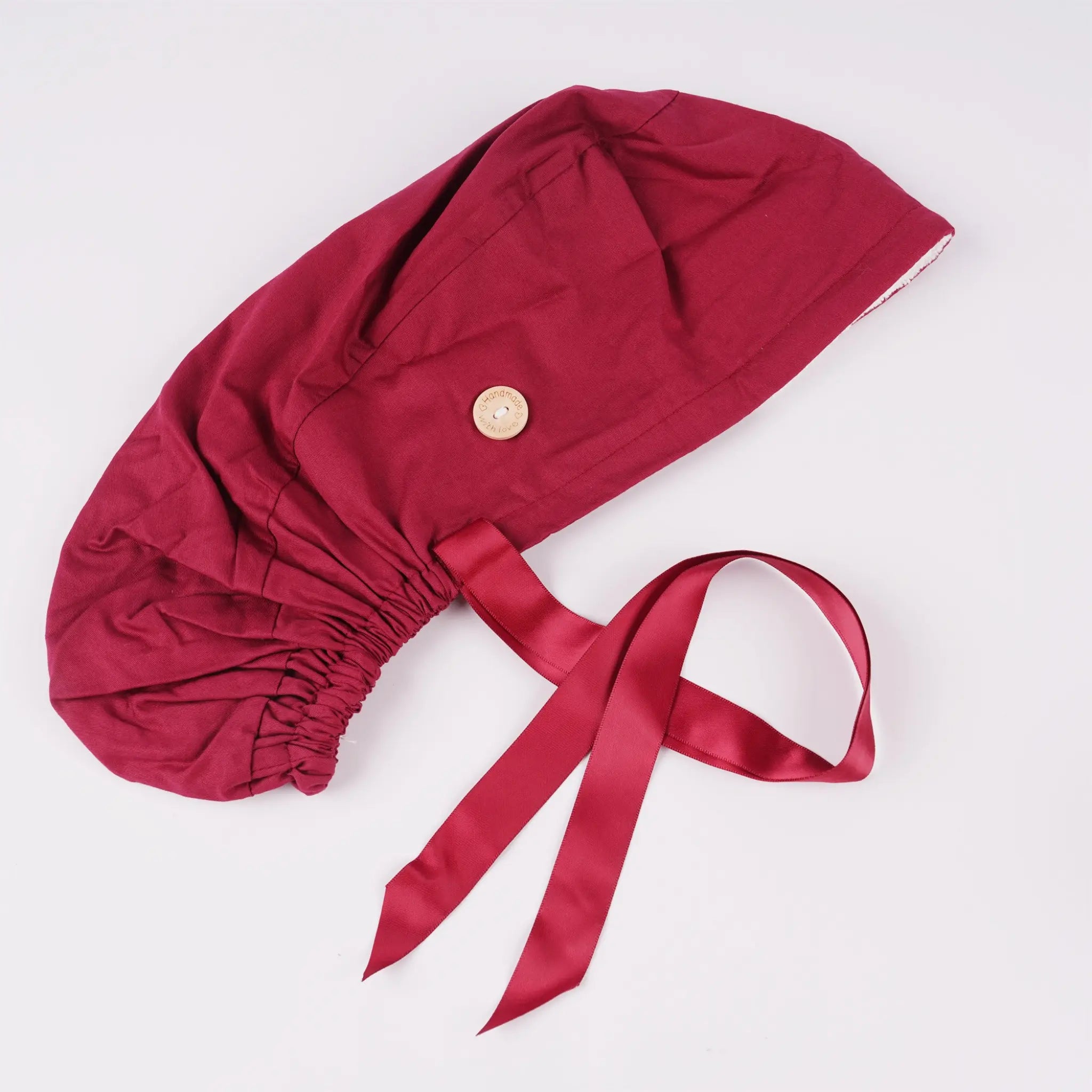 Burgundy Ponytail Scrub Cap