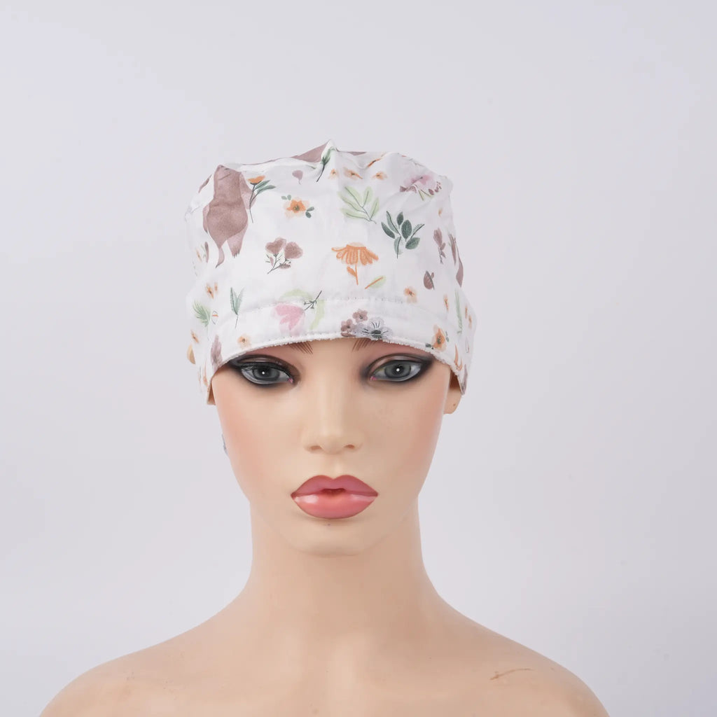 Woodland Bear Ponytail Scrub Cap