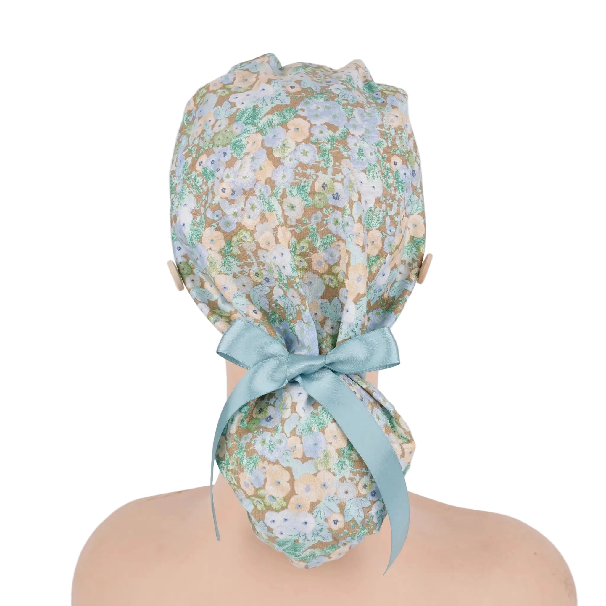 Berry Florals Ponytail Scrub Cap