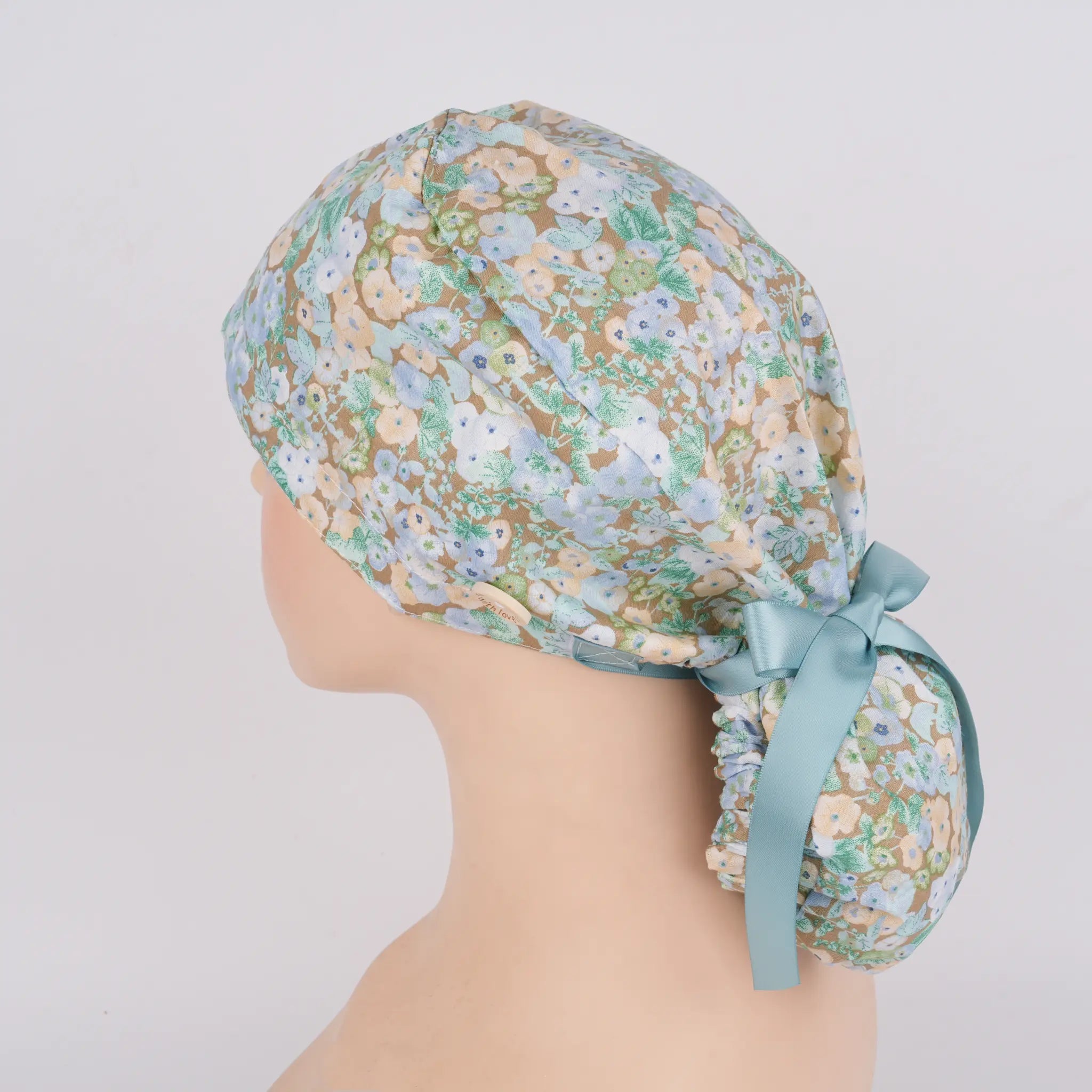 Berry Florals Ponytail Scrub Cap