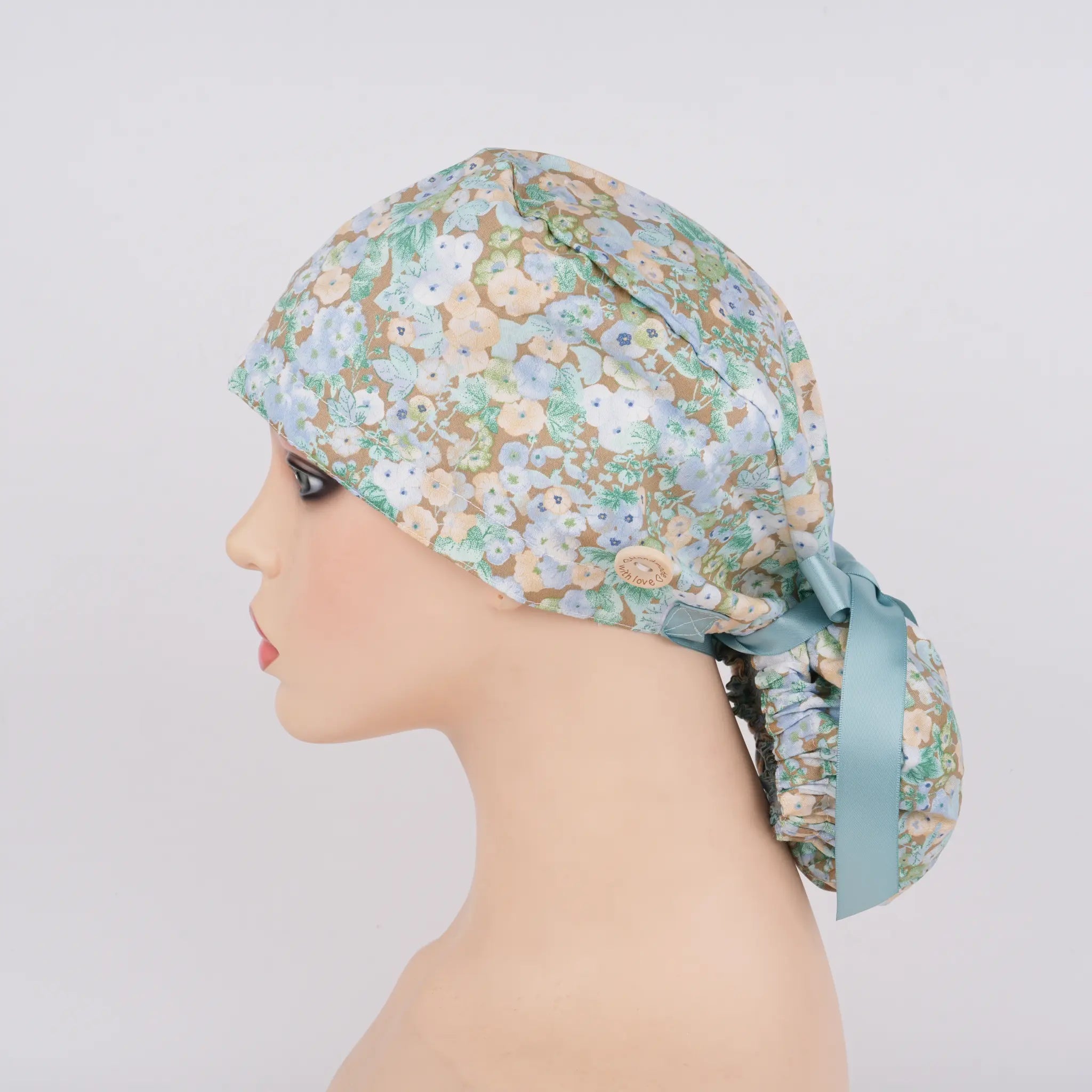 Berry Florals Ponytail Scrub Cap