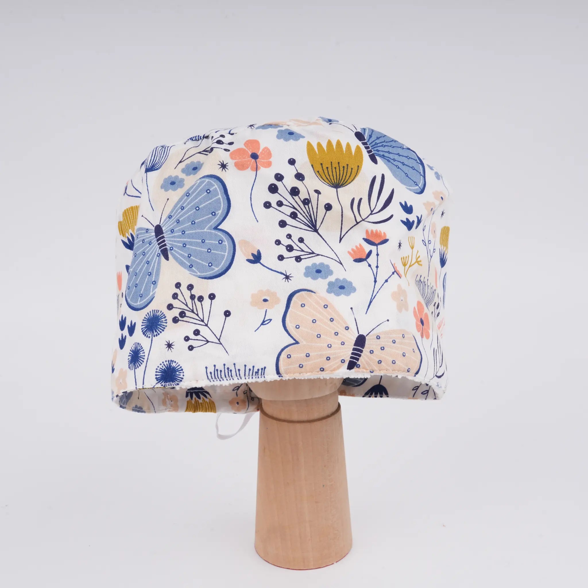 Blue Pink Butterfly Euro Scrub Cap