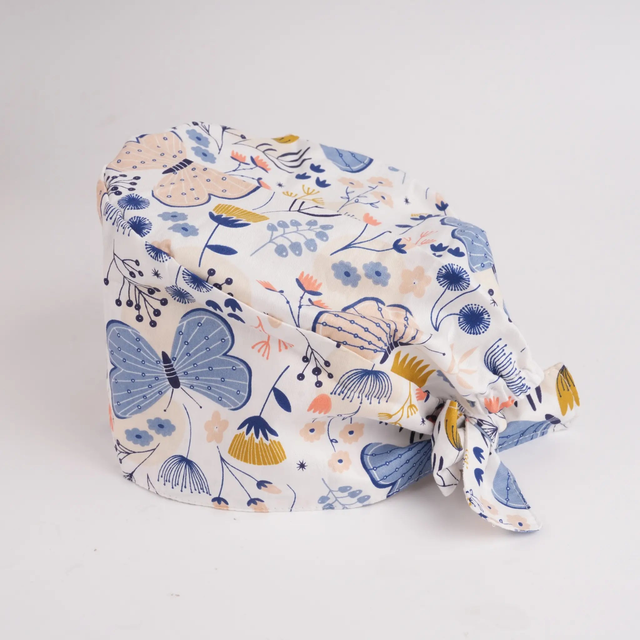 Blue Pink Butterfly Tie Back Scrub Cap