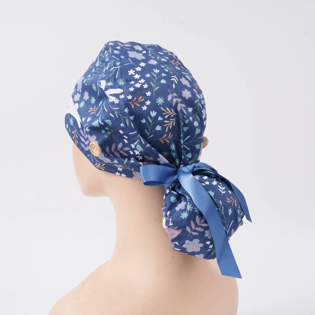 Animal Flowers Ponytail Scrub Cap