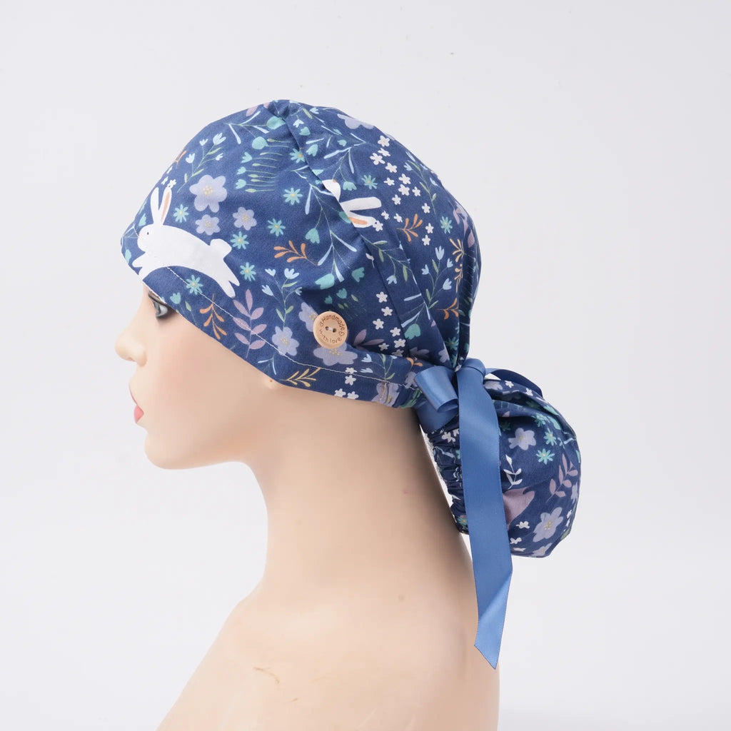 Animal Flowers Ponytail Scrub Cap