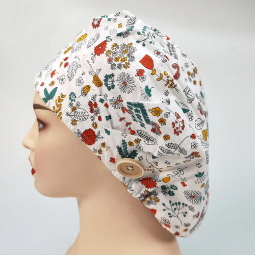Boho Wildflower Bouffant Scrub Cap