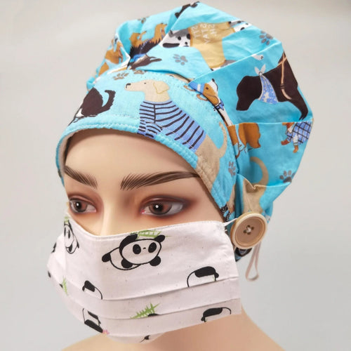 Blue Dogs Bouffant Scrub Cap