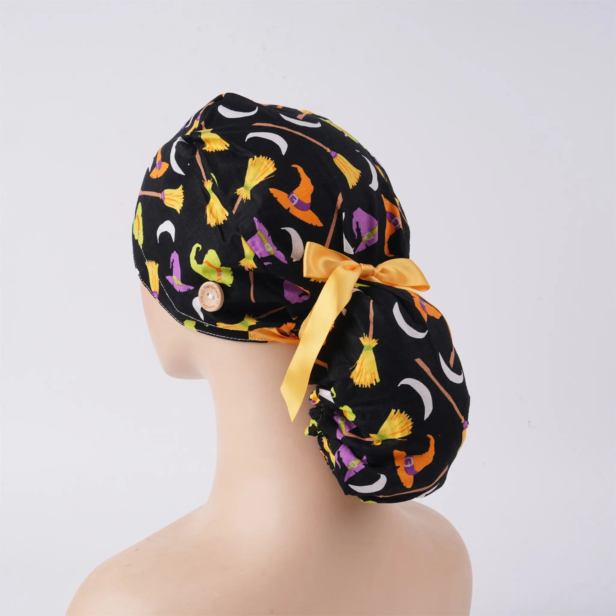 Halloween Broom Ponytail Scrub Cap