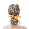 Brown Daisy Ponytail Scrub Cap