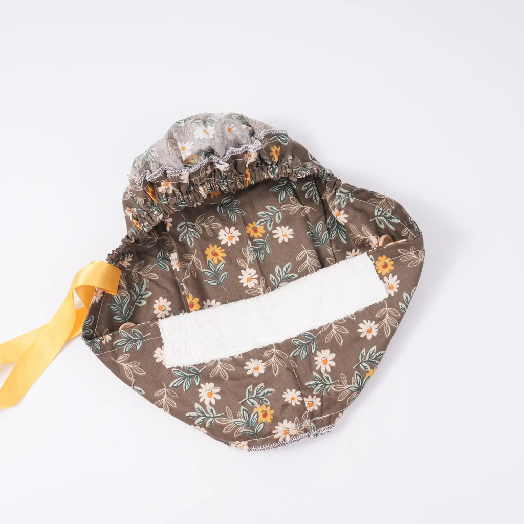 Brown Daisy Ponytail Scrub Cap