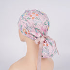 Bunny & Flowers Ponytail Scrub Cap