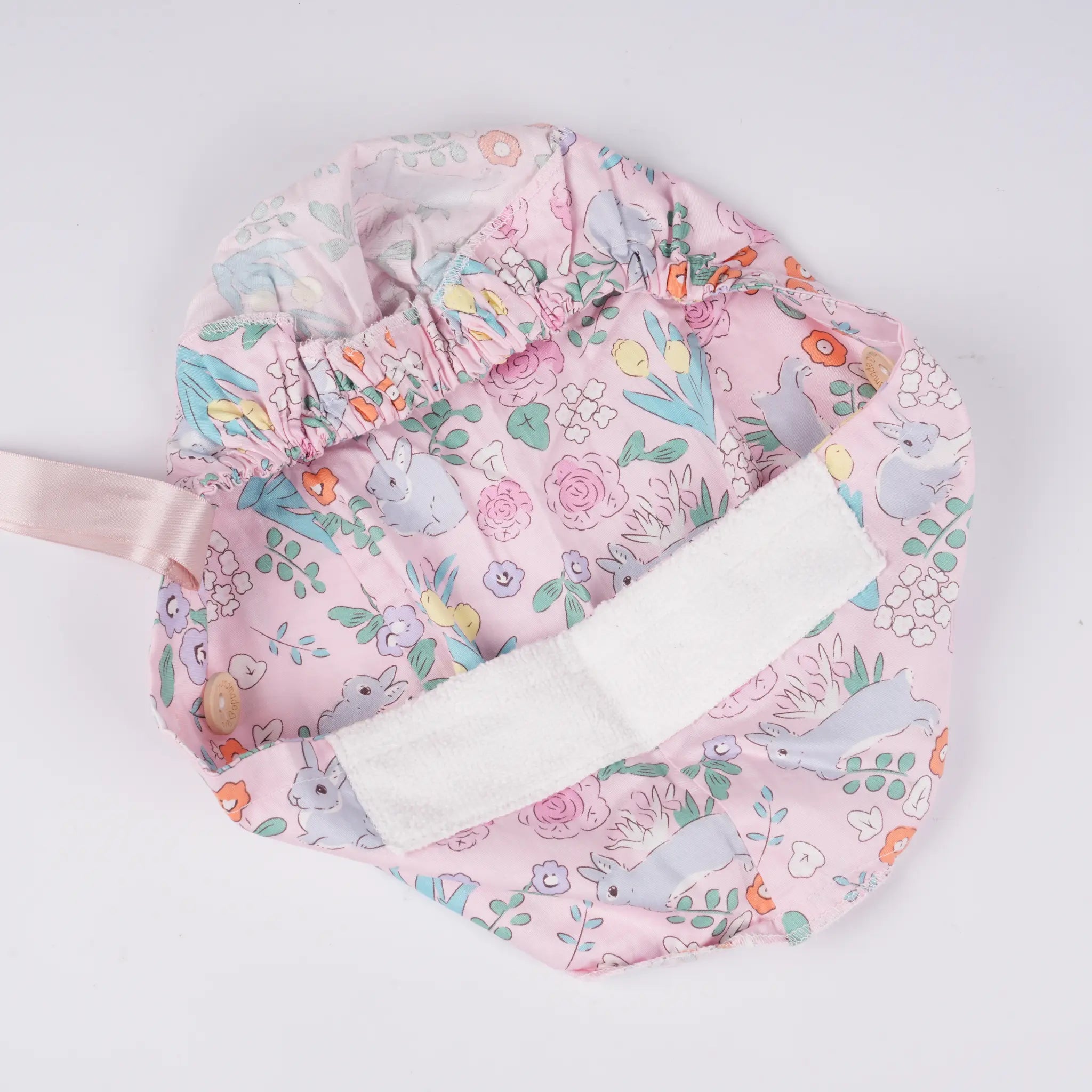 Bunny & Flowers Ponytail Scrub Cap