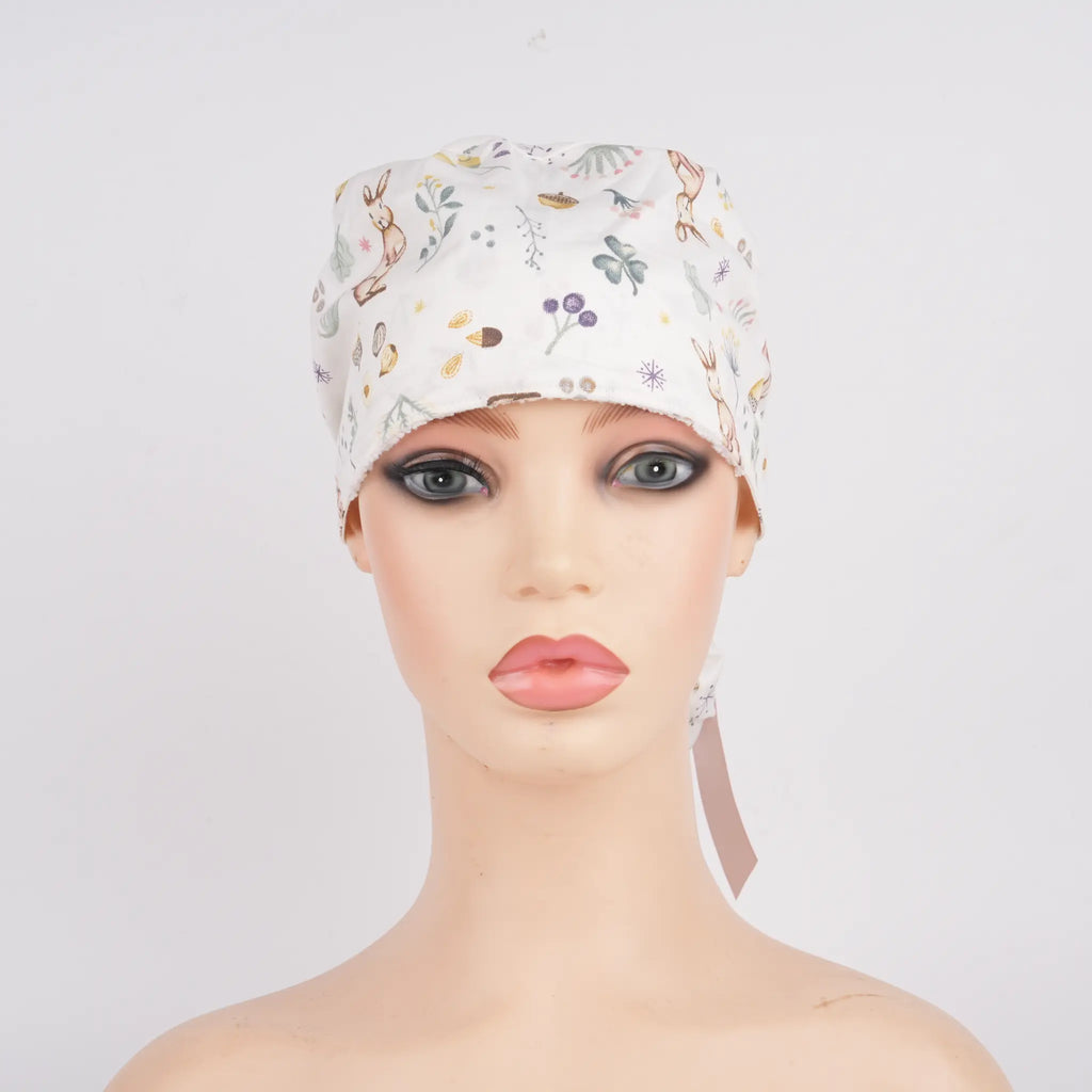 Forest Bunny Ponytail Scrub Cap