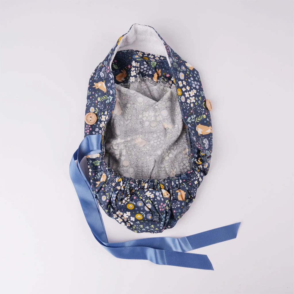 Bunny Flowers Ponytail Scrub Cap