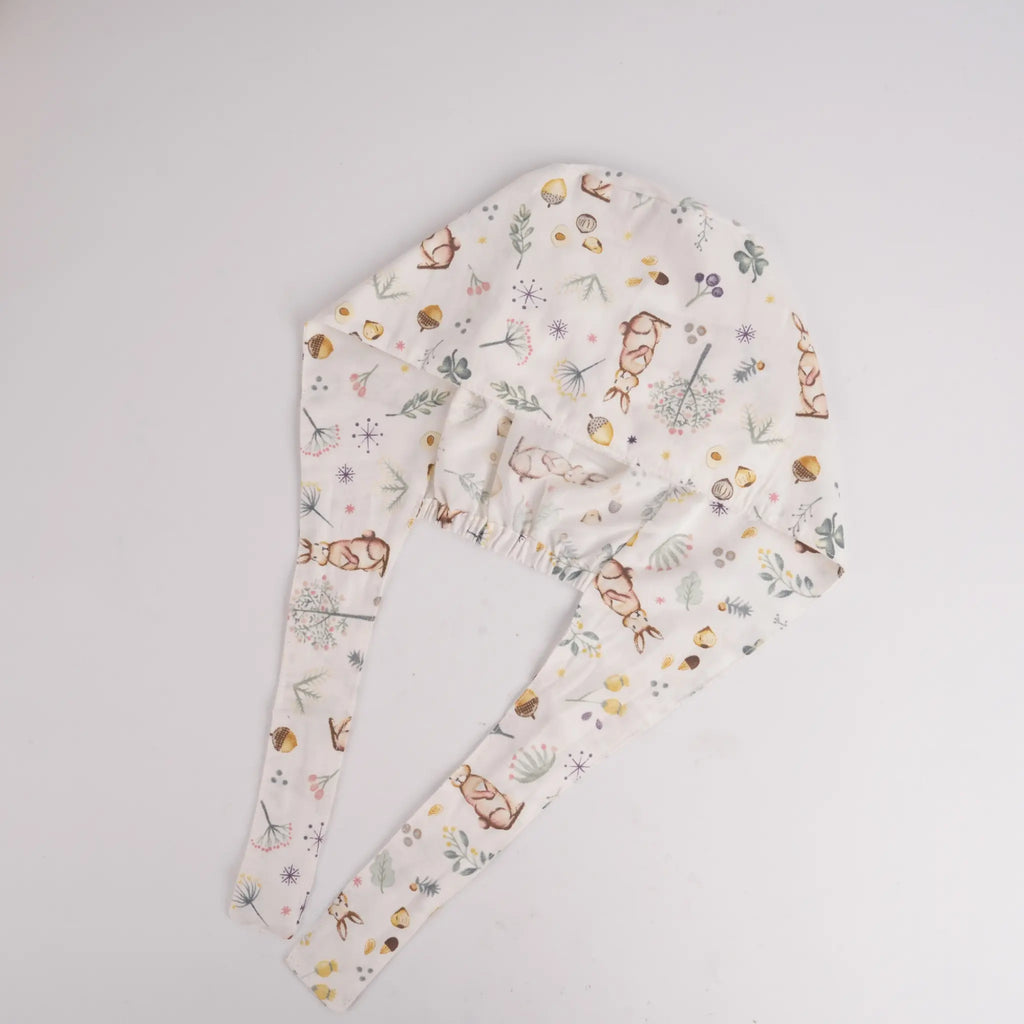 Forest Bunny Tie Back Scrub Cap