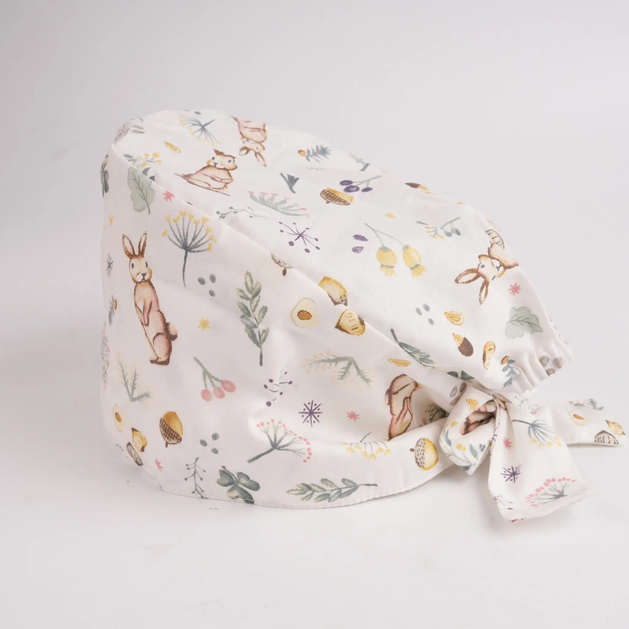 Forest Bunny Tie Back Scrub Cap
