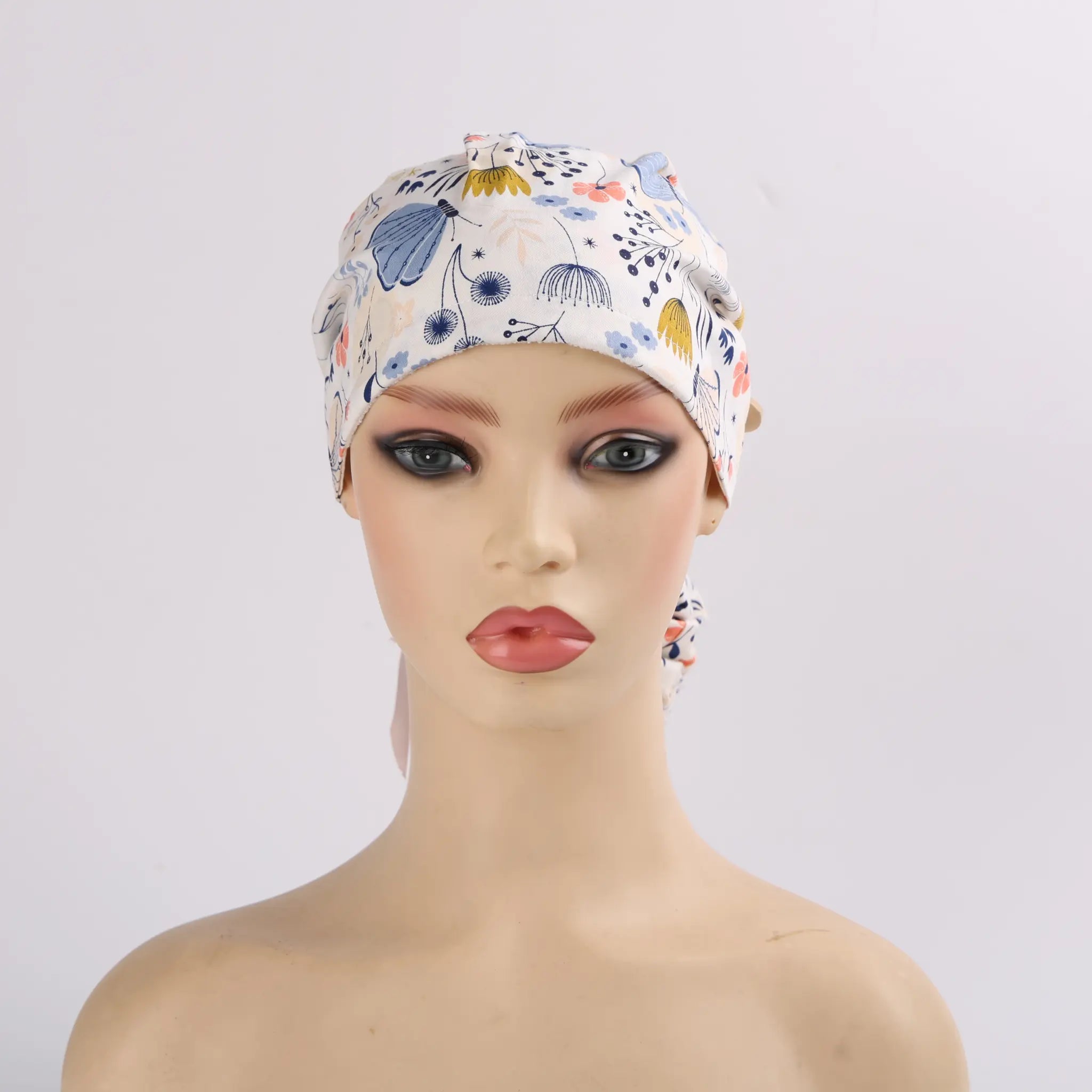 Butterfly Florals Ponytail Scrub Cap