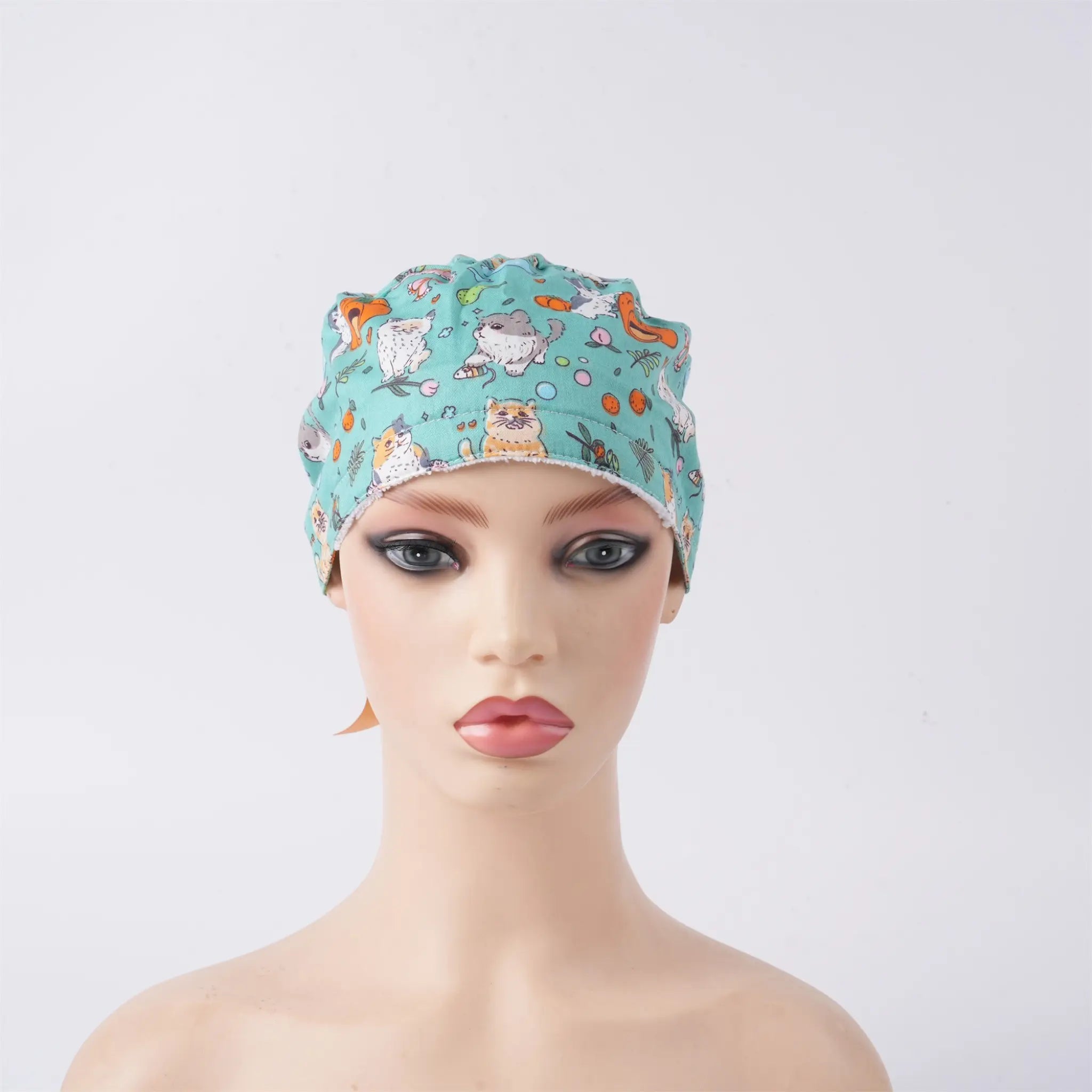Cat & Pumpkin Ponytail Scrub Cap