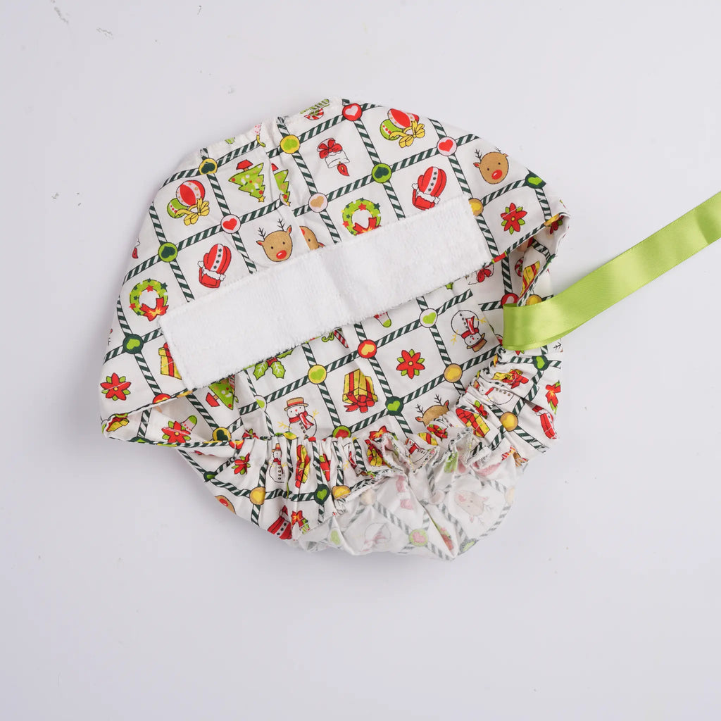 Christmas Plaid Ponytail Scrub Cap