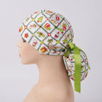Christmas Plaid Ponytail Scrub Cap